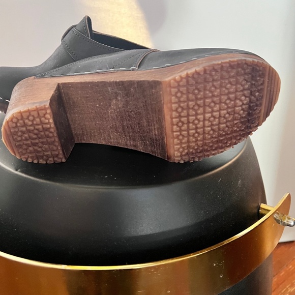 Sandgrens Suede Leather Clog Mules Navy Blue Wooden Platform Slip-On 37 EU NWOT - Picture 5 of 6